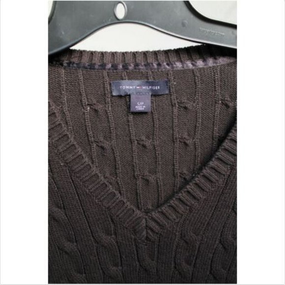 Tommy Hilfiger Black Cable Knit V Neck Sweater PS - Picture 5 of 5